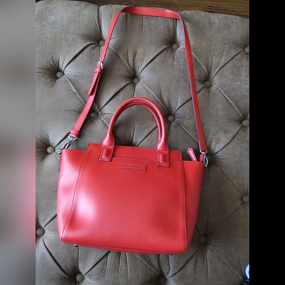 Vera Bradley Coral-Red Vegan Leather Shoulder Bag - Picture 6 of 10